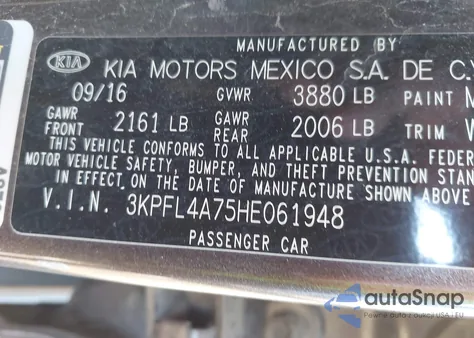 2017 Kia Forte Lx from USA, damaged, VIN 3KPFL4A75HE061948